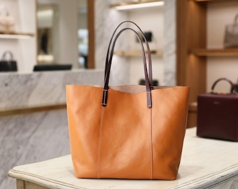 Leather Tote Bag Cowhide – Vintage Shoulder Handbag