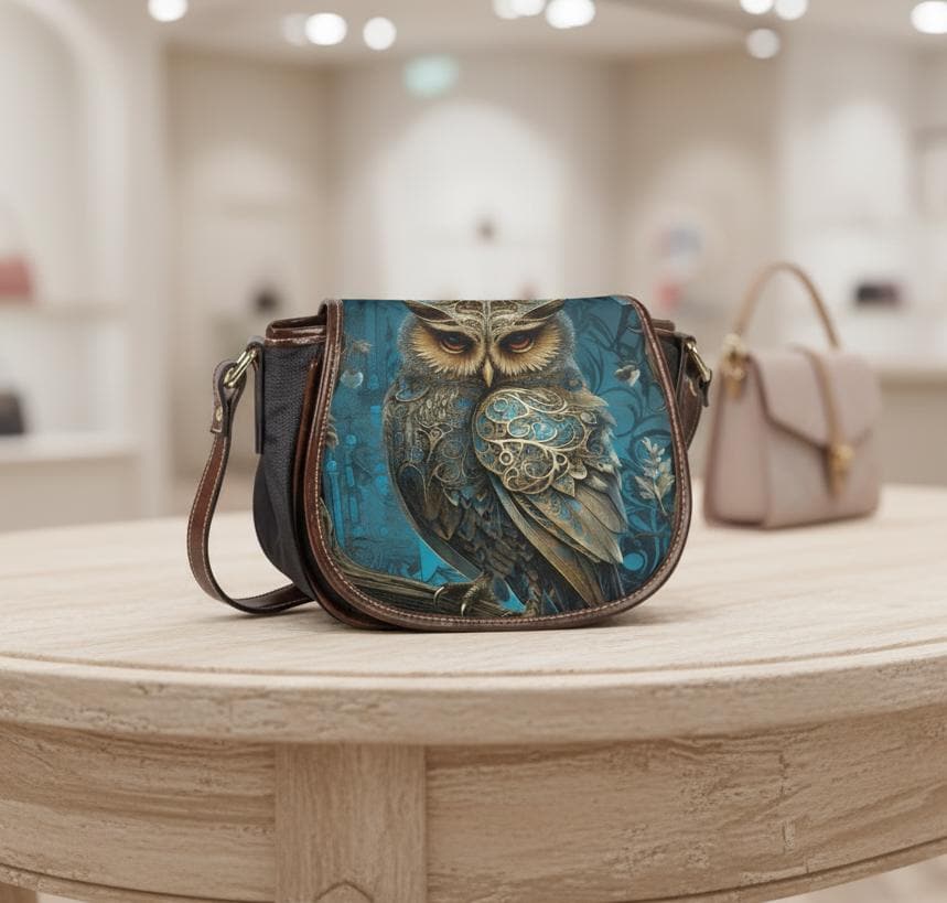 Owl Handbag: PU Leather Shoulder Bag (Flap, Adjustable Strap)
