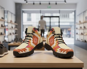 Wandelschoenen: Azteekse print, uniseks stijl - waterdichte rubberen zool