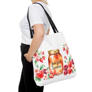 Jam Girl Summer Floral Tote Bag, Cute Eco-Friendly Bag for Beach Days, Farmers Market, Picnic, Gift for Her, Summer Vibes
