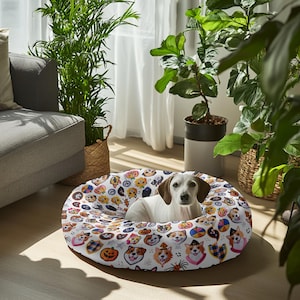 Halloween Round Pet Bed: Cozy Washable Cat & Dog Cushion