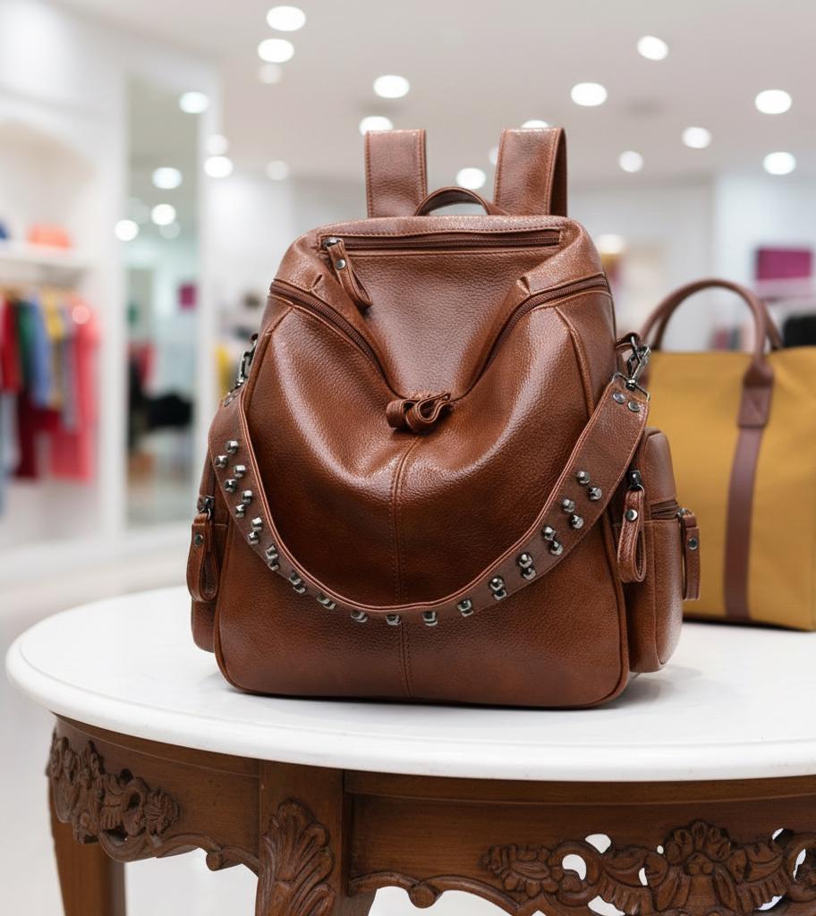 Studded Leather Backpack - Etsy Finland display picture 3