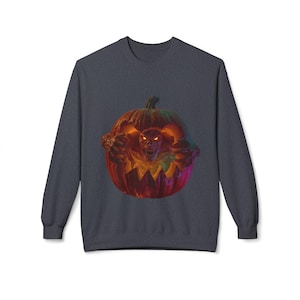 Spooky Alien Pumpkin Sweatshirt: Halloween Graphic Crewneck