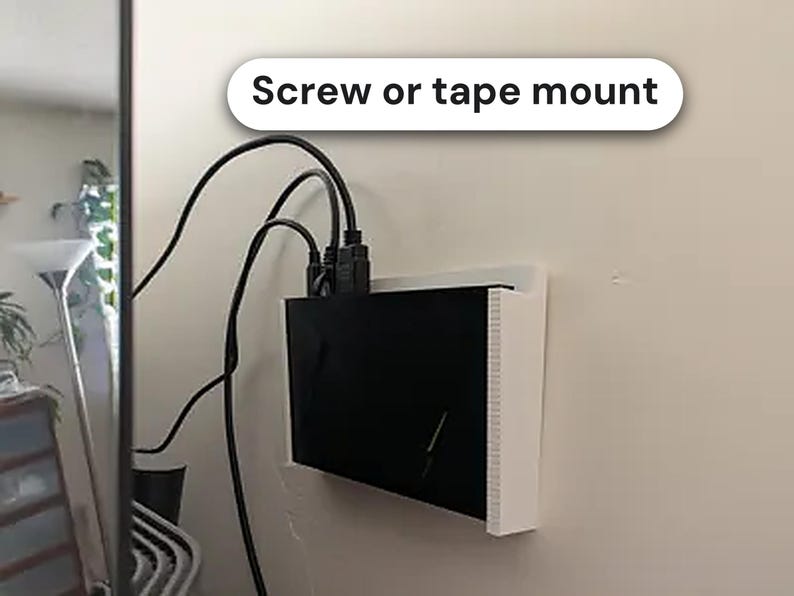 Nvidia Shield TV Pro Wall Mount Frame: Full Cradle Holder, Screw or 3M Tape Install, Wall or Behind TV immagine 1