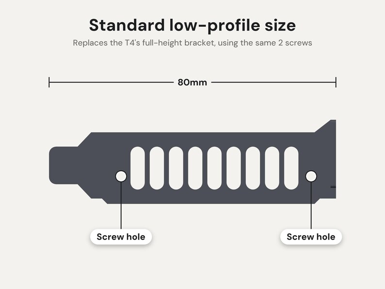 Nvidia Tesla T4 Low Profile Bracket: Vented PCIe Bracket for Low Profile Servers, Single or 3-Pack image 3