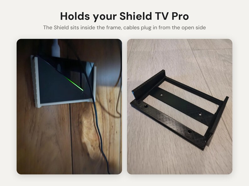Nvidia Shield TV Pro Wall Mount Frame: Full Cradle Holder, Screw or 3M Tape Install, Wall or Behind TV immagine 2