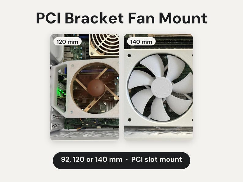 PCI Slot Fan Mount for 92, 120 or 140mm Fans: HBA and NIC Expansion Card Cooling image 1