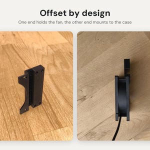 Par de soportes para ventiladores Lian Li A3 mATX de 80 mm: Montaje desplazado para refrigeración de GPU cuando las tarjetas gráficas gruesas bloquean los ventiladores inferiores. imagen 3