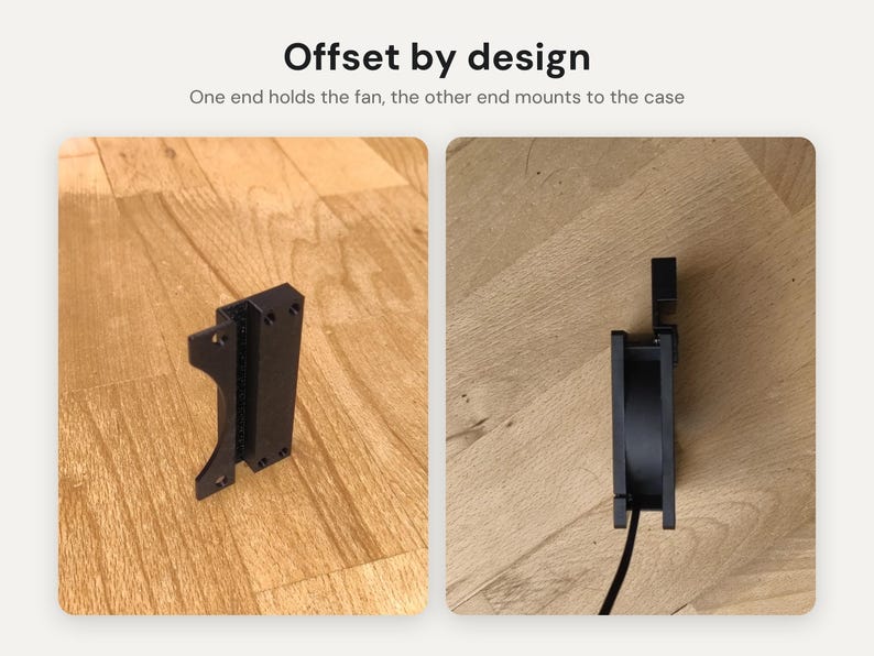 Par de soportes para ventiladores Lian Li A3 mATX de 80 mm: Montaje desplazado para refrigeración de GPU cuando las tarjetas gráficas gruesas bloquean los ventiladores inferiores. imagen 3