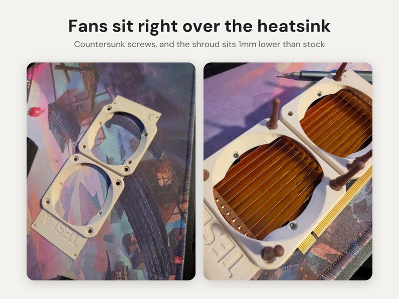 Nvidia Tesla P4 Fan Shroud: Dual 60mm Fan Cooling Cover for Noctua NF-A6x25 or Any 60mm Fan image 3