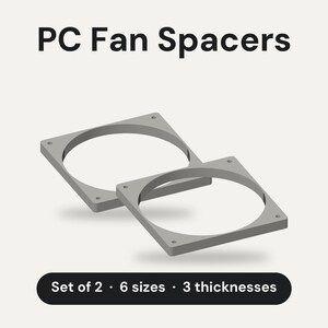 PC Fan Spacer Set of 2: 40, 60, 80, 92, 120 and 140mm Fan Riser in 5, 10 or 15mm for Radiator and Case Fan Clearance