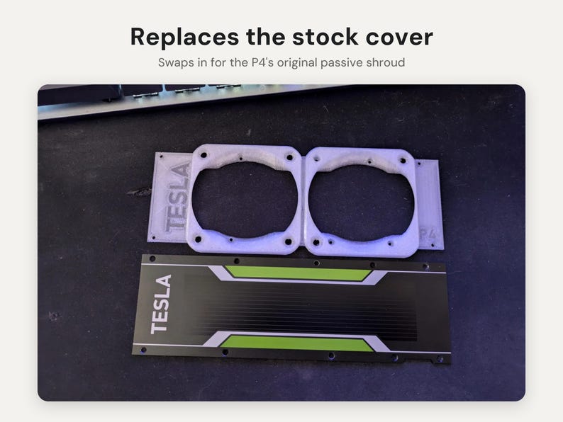Nvidia Tesla P4 Fan Shroud: Dual 60mm Fan Cooling Cover for Noctua NF-A6x25 or Any 60mm Fan image 5