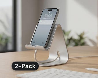 Minimal Phone Stand 2-Pack: Desk and Nightstand Charging Stand, Cell Phone Holder for Desk with Cable Management