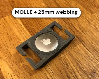 Soporte AirTag MOLLE: Soporte oculto para rastreador de mochila para MOLLE, MOLLE cortado con láser y correas de 25 mm, individual o paquete de 2