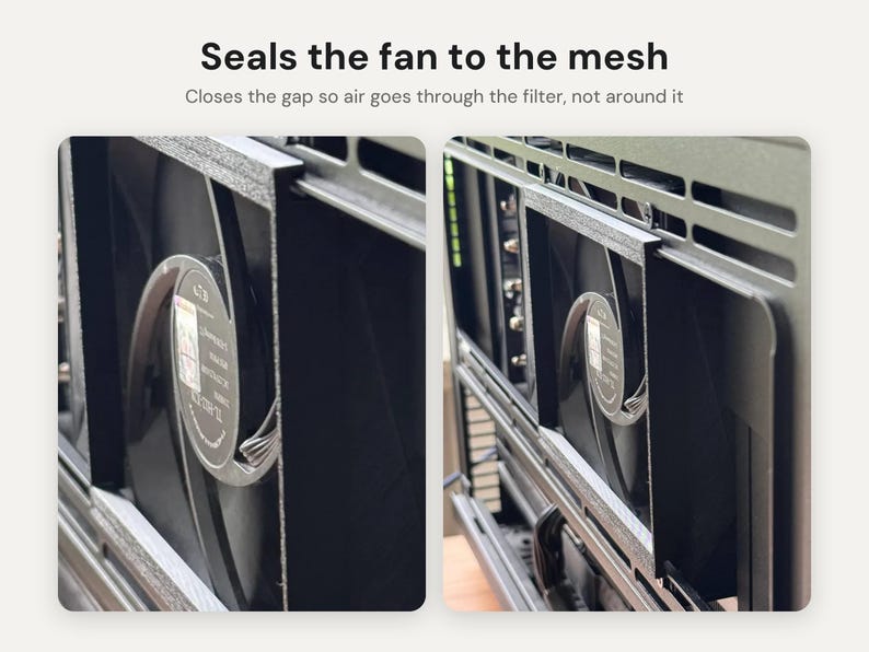 Lian Li A3 mATX 120mm Fan Spacer Pair: Quieter Fans and Better Airflow, Seals Fans to the Mesh Panel, No Screws image 2