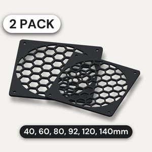 Paquete de 2 rejillas para ventiladores de PC: Cubiertas protectoras para ventiladores de 40, 60, 80, 92, 120 o 140 mm en 8 diseños geométricos, panal de abeja y más. ¡Ahorra hasta un 50%! imagen 1