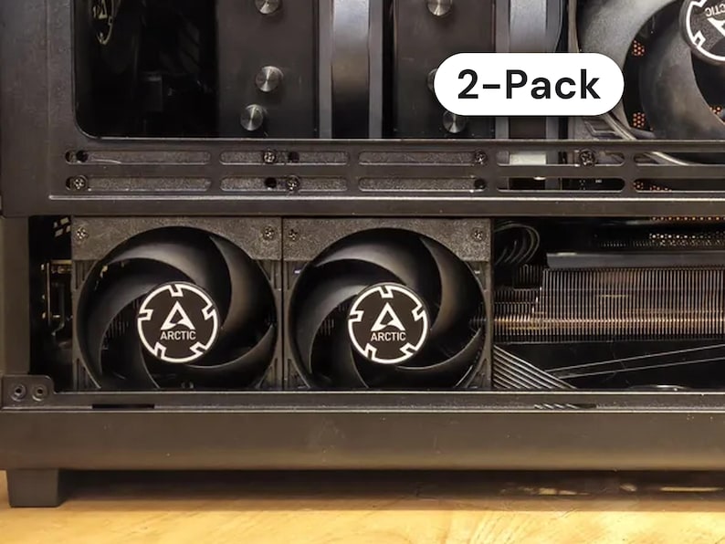 Par de soportes para ventiladores Lian Li A3 mATX de 80 mm: Montaje desplazado para refrigeración de GPU cuando las tarjetas gráficas gruesas bloquean los ventiladores inferiores. imagen 1