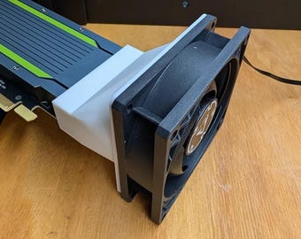 Nvidia Tesla T4 Fan Shroud Adapter: 40, 60, 80, 92 or 120mm Fan Cooling Duct for Data Center GPU in a Regular PC