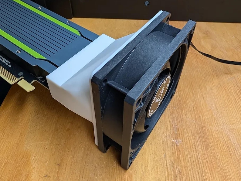 Nvidia Tesla T4 Fan Shroud Adapter: 40, 60, 80, 92 or 120mm Fan Cooling Duct for Data Center GPU in a Regular PC image 1