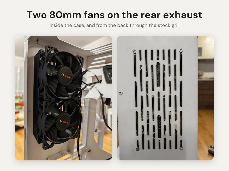 Conducto de extracción de aire con doble ventilador dinámico de 80 mm para Lian Li O11: Montaje trasero del ventilador para O11D, flujo de aire tipo Velocity Stack, no requiere insertos. imagen 2