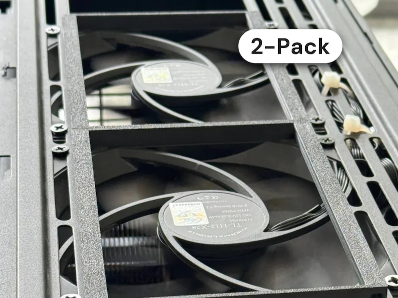 Lian Li A3 mATX 120mm Fan Spacer Pair: Quieter Fans and Better Airflow, Seals Fans to the Mesh Panel, No Screws image 1