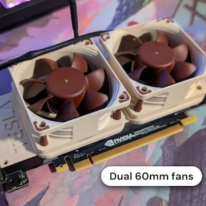 Nvidia Tesla P4 Fan Shroud: Dual 60mm Fan Cooling Cover for Noctua NF-A6x25 or Any 60mm Fan image 1