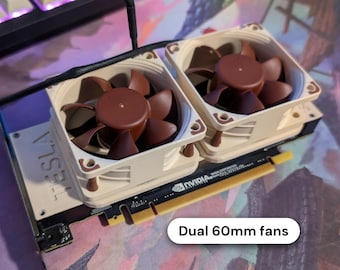 Copertura per ventola Nvidia Tesla P4: copertura di raffreddamento a doppia ventola da 60 mm per Noctua NF-A6x25 o qualsiasi ventola da 60 mm