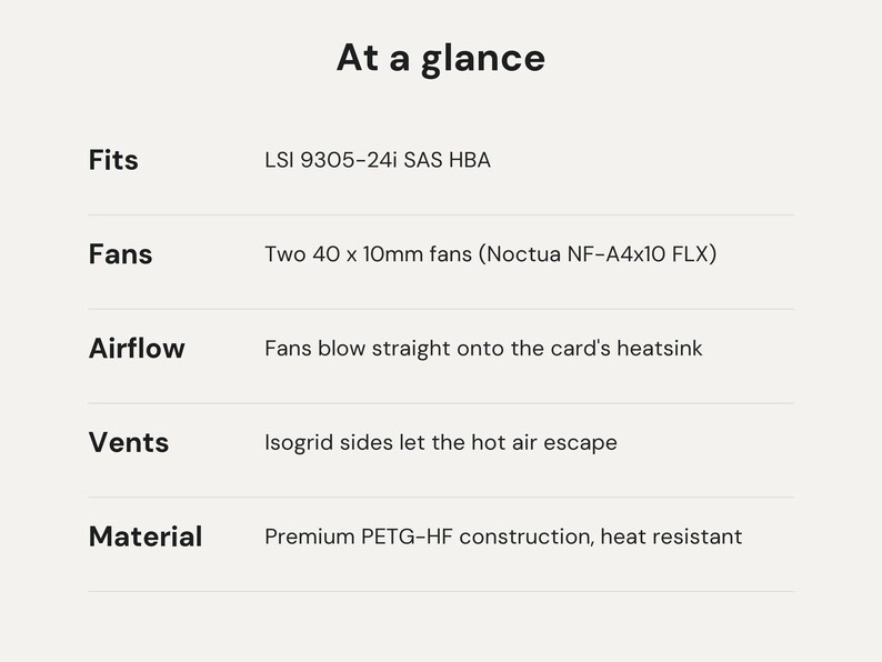 LSI 9305-24i Fan Shroud: Dual 40mm Noctua NF-A4x10 Cooling Duct for HBA Card, Homelab and Server image 5
