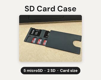 SD Card Case: Credit Card Size Holder for 5 MicroSD and 2 SD Memory Cards, Slim Sliding Storage Case, 1 or 2 Pack
