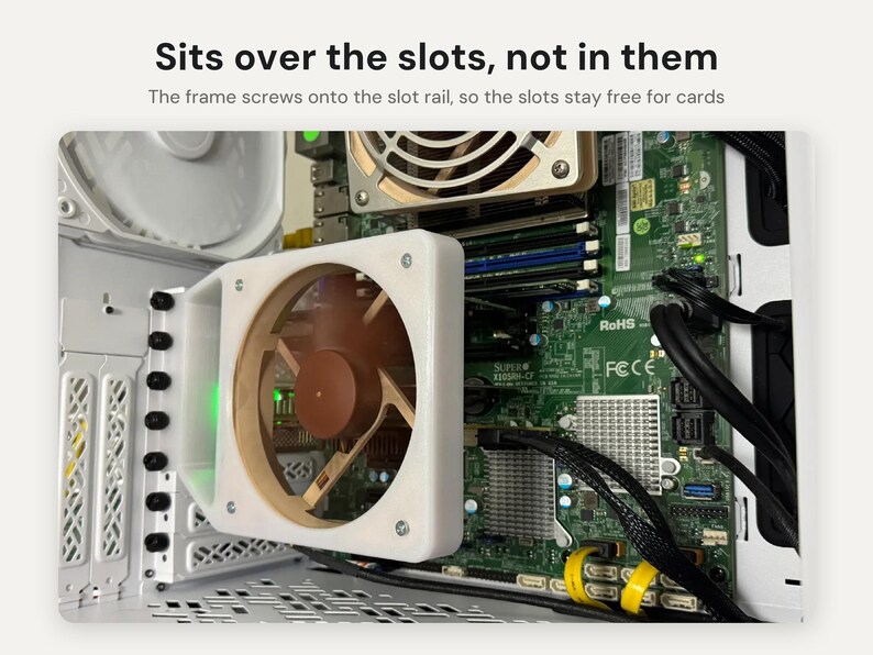 PCI Slot Fan Mount for 92, 120 or 140mm Fans: HBA and NIC Expansion Card Cooling image 5