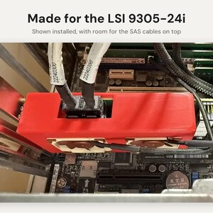 LSI 9305-24i Fan Shroud: Dual 40mm Noctua NF-A4x10 Cooling Duct for HBA Card, Homelab and Server image 2