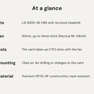 LSI 9300-16i Fan Shroud: 92mm Noctua NF-A9x14 Cooler Mount for HBA Card, Homelab and Server Cooling image 6