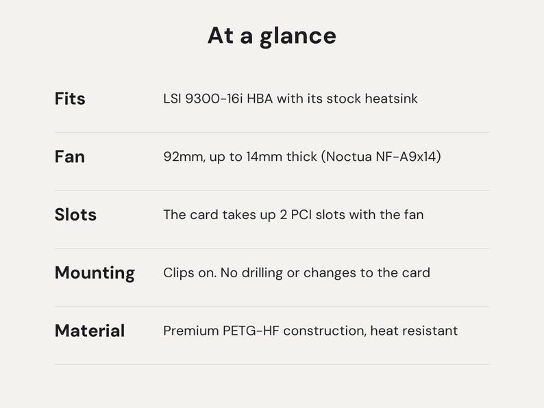 LSI 9300-16i Fan Shroud: 92mm Noctua NF-A9x14 Cooler Mount for HBA Card, Homelab and Server Cooling image 6