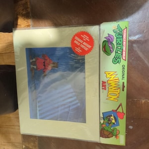 May include: A framed Teenage Mutant Ninja Turtles animation art piece. The artwork features a character in a red outfit against a blue and white background. The packaging includes a red sticker and the words "Teenage Mutant Ninja Turtles".