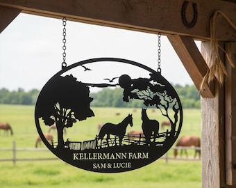 Enseigne de ranch de chevaux, enseigne de ferme en métal, enseigne de ranch, enseigne de ferme personnalisée, enseigne de cheval personnalisée, cadeau pour agriculteur, décor de ranch de ferme