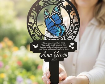 Custom Garden Butterfly Metal Stake, Memorial Butterfly Garden Decor, Butterfly Remembrance Garden Stake, Colorful Garden Sign