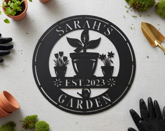 Custom Metal Garden Sign: Personalized Yard Art, Personalized Garden Wall Art, Garden Name Sign, Personalized Metal Gardening Gift
