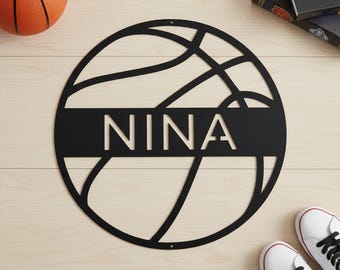 Custom Basketball Metal Wall Art, Personalized Player Lover Sign, Basketball Name Wall Decor,Kid Boy Girl Decoration,Birthday Christmas Gift