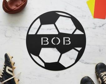 Personalized Soccer Metal Wall Art, Sports Decor, Personalized Player Lover Sign,Kid Boy Girl Decoration, Birthday Christmas Gift
