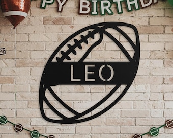 Custom Football Sign Metal Wall Art, Personalized Player Name Decor, Sports Gift for Boys Room, Football Decor, Sports Wall Art,Gift for Her