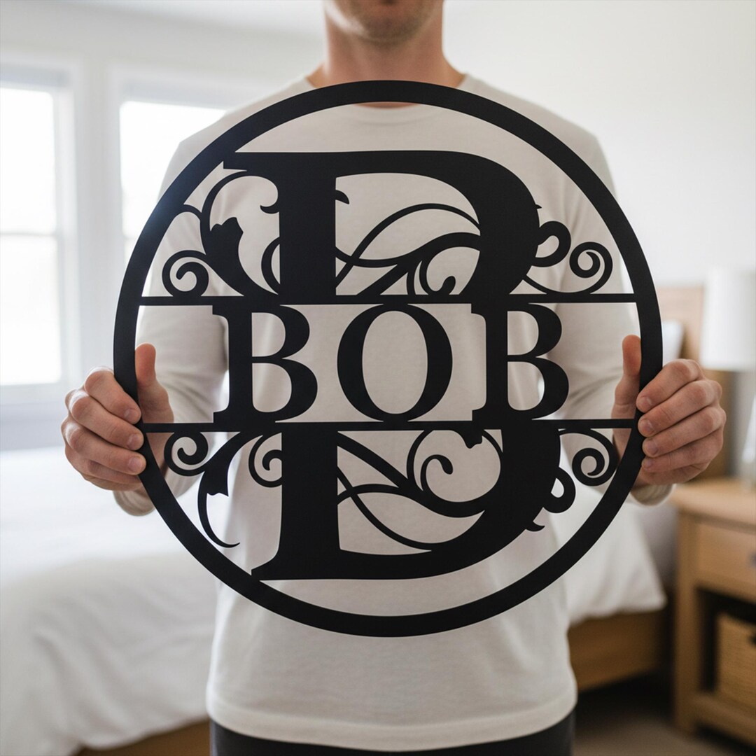 Personalized Metal Monogram Name Sign, Custom Family Initial Name Sign ...