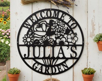 Garden Metal Wall Sign: Personalized Flowers Plaque, Flowers Garden Wall Decor, Gifts for Mother, Custom Metal Sign, Flower Metal Yard Sign