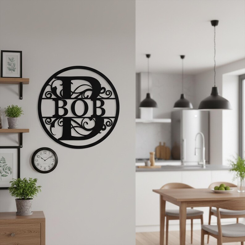 Personalized Metal Monogram Name Sign, Custom Family Initial Name Sign ...