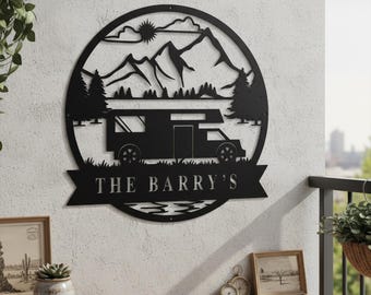 Family Last Name Signs for Home, RV Camping Metal Sign, Camping Sign, Campground Sign, Personalized Metal Outdoor Signs, Metal Camping Sign