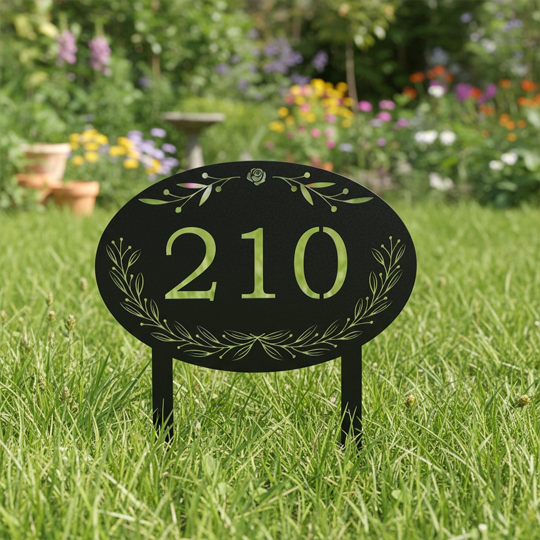 Personalized Yard Address Sign, Oval Lawn Address Sign, Address Number ...