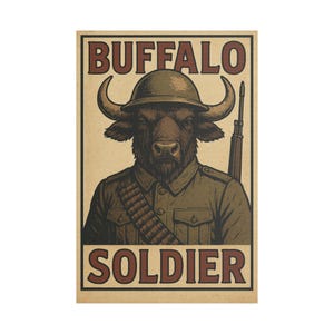 Buffalo Soldier Art Print, Vintage Wall Decor, Military Home Decor, Gift for History Lovers, Unique Canvas Wall Art