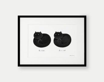 Kitty No.95 / Kitty No.94 – Be nice / Be a cat – A4 Open Edition Print