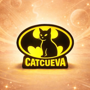 Caja de Luz Gato Catcueva estilo Batman · Lightbox LED Decoración Geek Impresa en 3D | Envío Gratis a Todo el Mundo