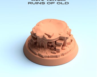 Base STL de 32 mm – Base de exhibición para juegos de guerra de fantasía "Ruinas de piedra" – Base imprimible para miniaturas de héroes – Descarga digital de terreno de fantasía