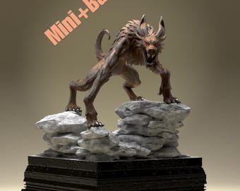 Miniatura Wolfscout STL – Modelo de lobo de fantasía – Impresión en resina a escala de 32 mm – Archivos STL con soportes – Criatura de terror – Miniatura para juegos de rol de mesa – DnD